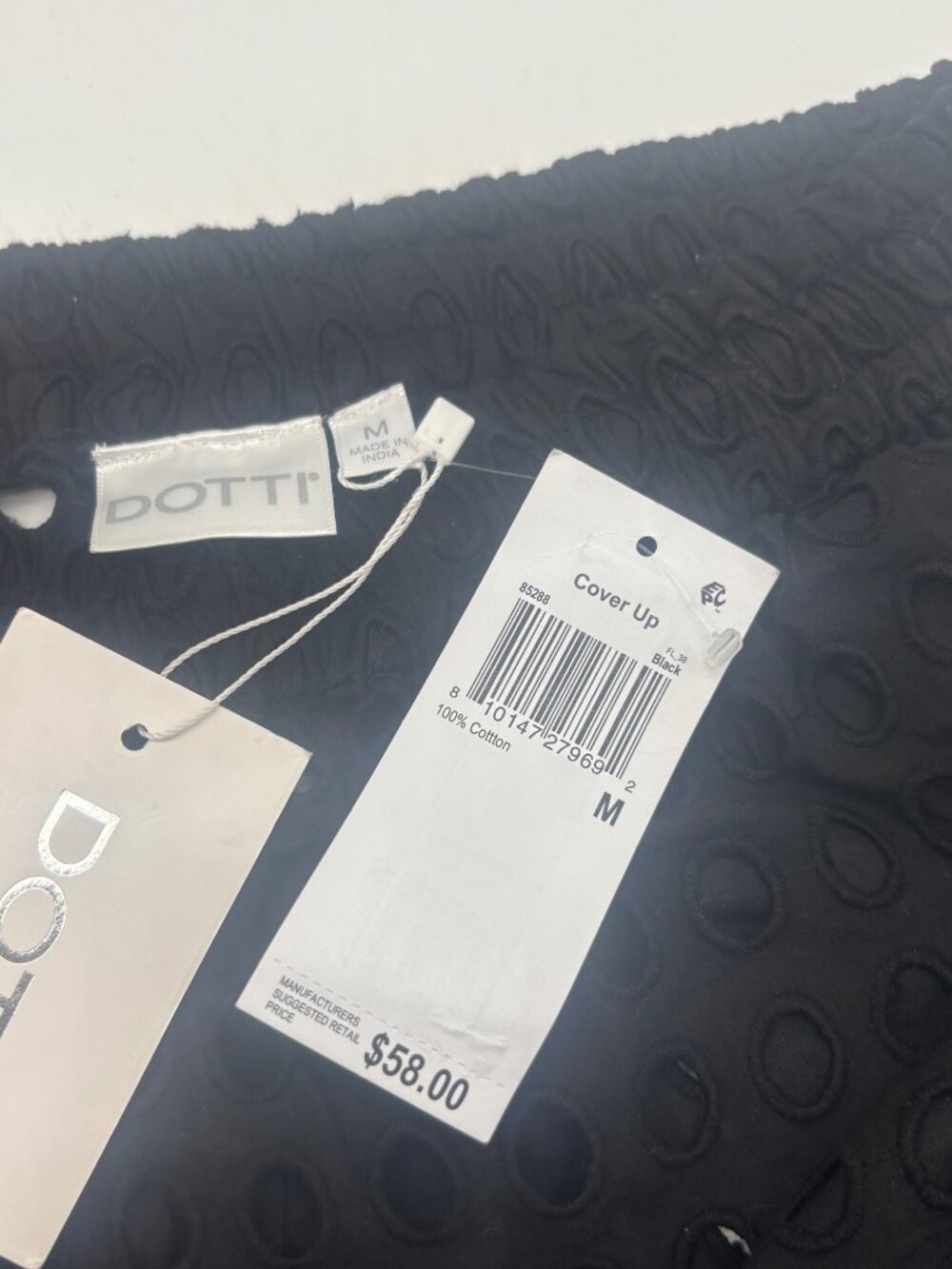 Dotti Women's Cotton Openwork Dot Drawstring-Waist Cover-up Shorts, Black - Picture 11 of 12